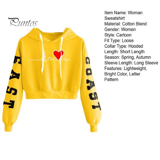 Sweatshirt Women Hoodie Exquisite Pattern Long Sleeve Ribbed Cuff Windproof Breathable Keep Hooded Warm Cotton Blend Letter Heart Printing for Dating