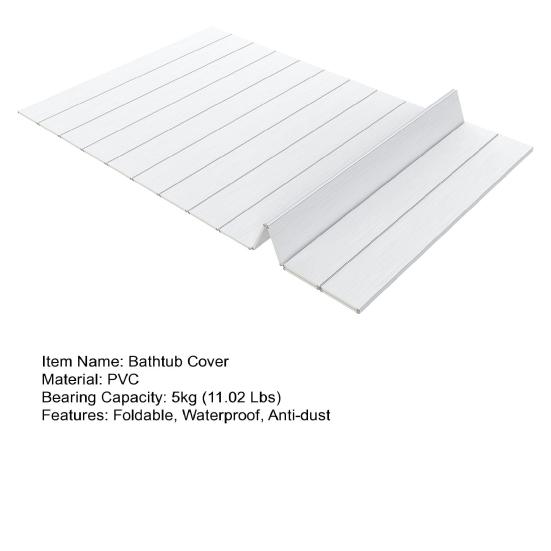 Foldable Bathtub Cover Cover, 63x31.5in Waterproof Bath Insulation Tray, PVC Shutter Dust Board Lid Fit Most Tubs for Home Bathtubs Bathroom