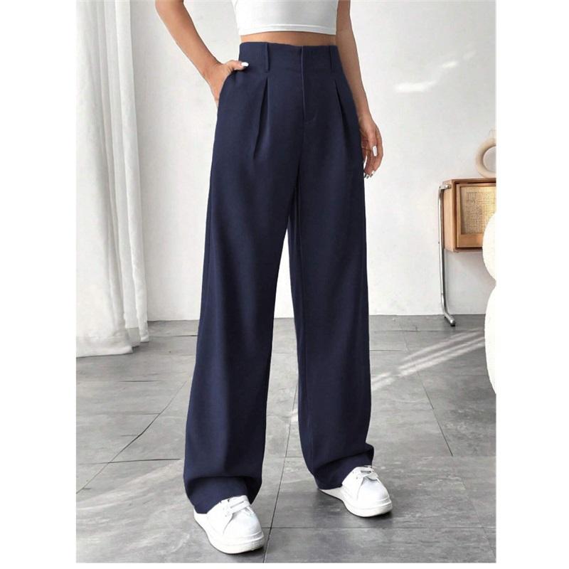 European And American 2025 Commuter High Waisted Loose Fit Trousers Spring Summer Essential Casual Wide Leg Pants For Women