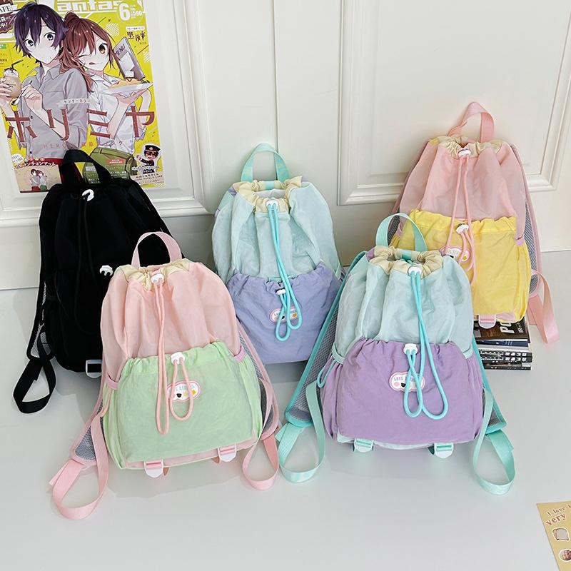 Schoolbag New Large Capacity Backpack Men's and Women's Casual Mobile Phone Bag Lightweight Small Backpack Drawstring Mountaineering Bucket Bag