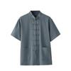 Traditional Clothes Style Short Sleeve Tai Chi Pure Cotton Shirt Tang Suit Uniform for Men Kung Fu Tang Zhuang Male Top