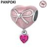 Copper Shining Heartshaped Bow Bead Charms Compatible With Bracelets Decoration Do It Yourself Birthday Party Gift Jewellery Bracelets Accessory