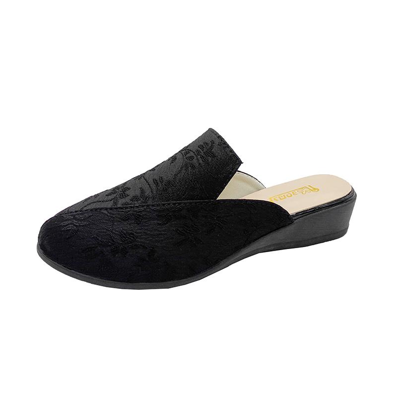 2024 New Spring and Autumn Women's Shoes Fashionable Round Toe Solid Color Wedge Home Comfort Women's Flat Toe Slippers