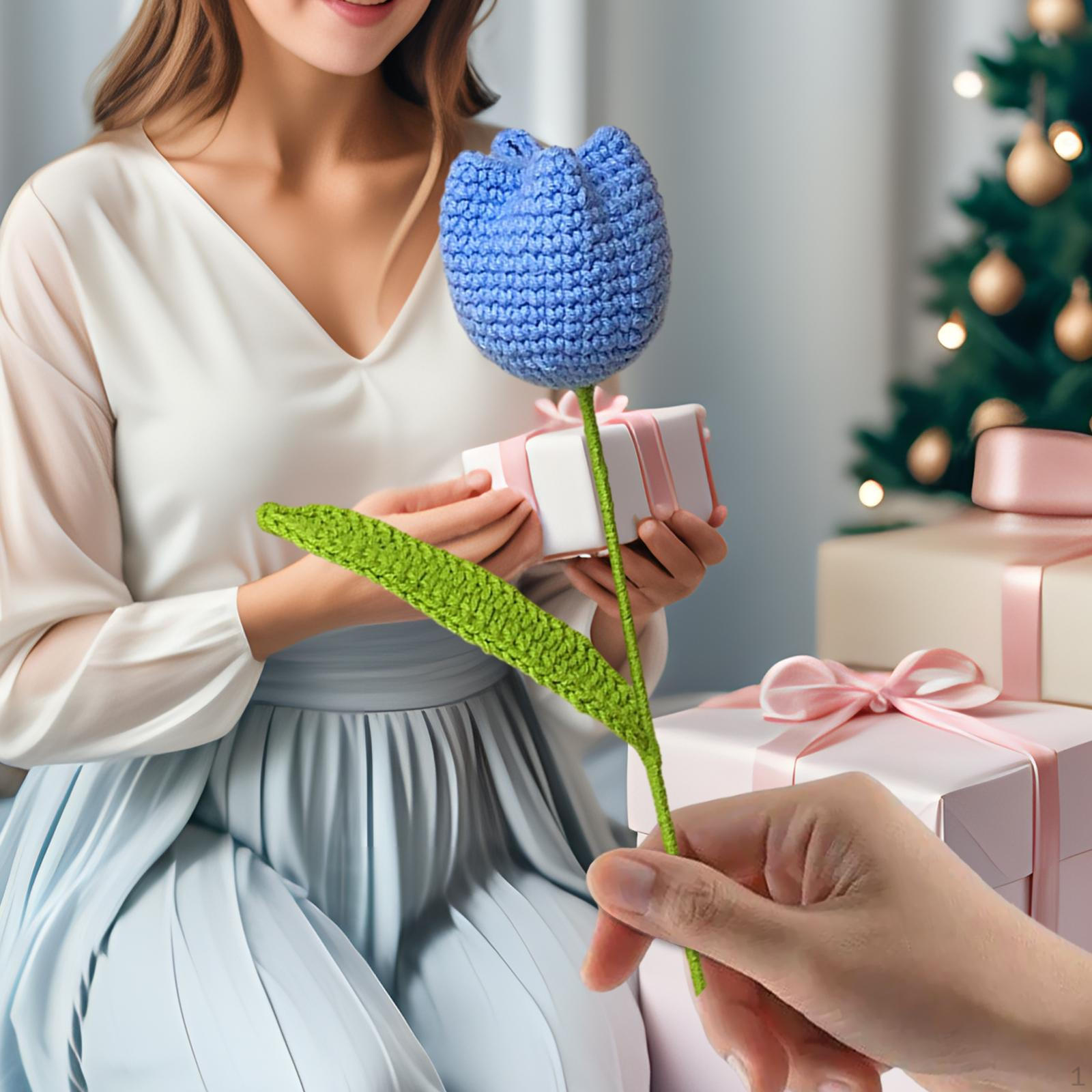 

Вязаный крючком цветок искусственная поделка завершенная цветочная отделка ручной работы для свадьбы дома синий