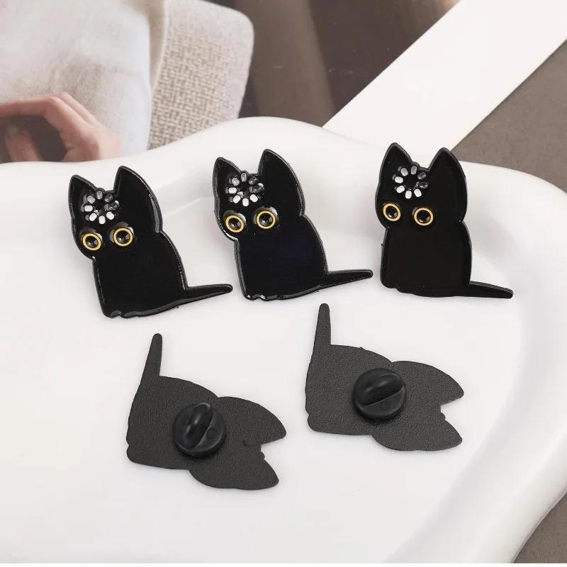 Loading Black Cat Cute Enamel Brooch Lapel Pin Badge Backpack Clothing Jacket Accessories Cat Lover Gift Novelty Animal Jewelry