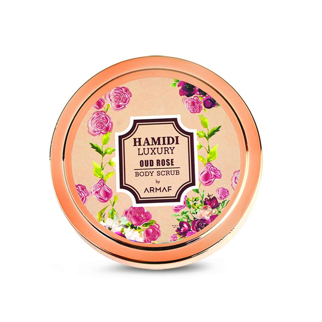 Hamidi Luxury Women Oud Rose Body Scrub 250ML | Non-Alcoholic | Feel Reinvigorated | Replenished & Restored | Cleanses and Softens Skin