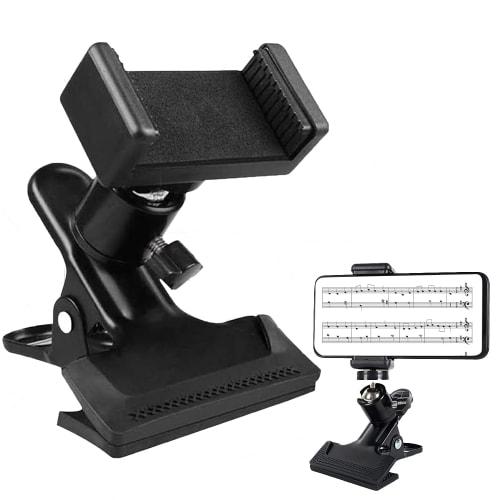 EsiFare Smartphone Holder, Clip-on Phone Holder, Smartphone Stand, Clip-on Mount with 1/4" Screw, Multi-Angle Adjustment, Live Broadcast Bracket Stand