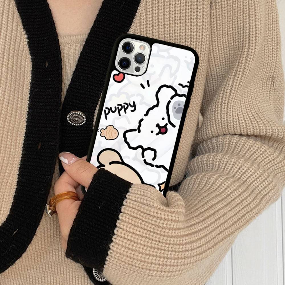 Maltese Cute Line Puppy Dog PC+TPU Phone Case For IPhone 17 16 15 14 13 12 11 Pro Max Plus Kawaii Cartoon Cover