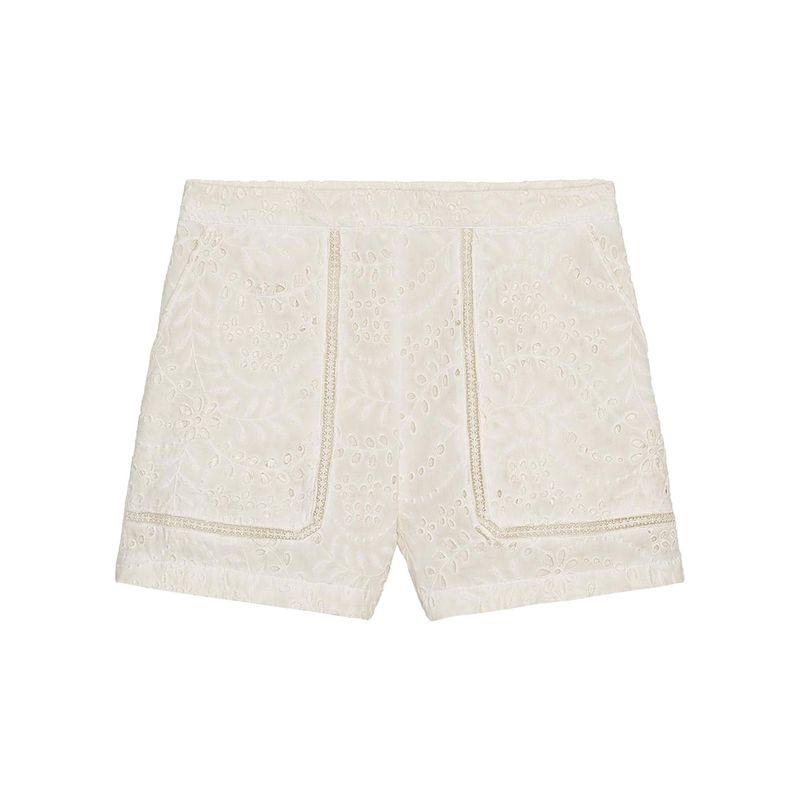 Zaprha 2025 Summer New Outer Wear Casual Thin Hollow Embroidered Bermuda Mid Waist Shorts 4786106