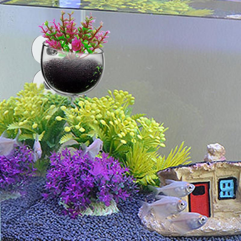 Hydroponischer Fischteich-Pflanzgefäß-Saugnapf-Aquarium-Pflanzenbecher Transparent Abnehmbar Fischteich-Landschaftsgestaltung Einfach zu züchten Für lebendige Live