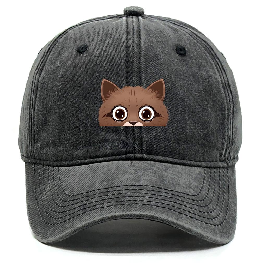 Adjustable Baseball Hat Print Peeping Cat Casual Hat for Unisex Women Snapback Cap Cycling Gorros Casquette Washed Distressed