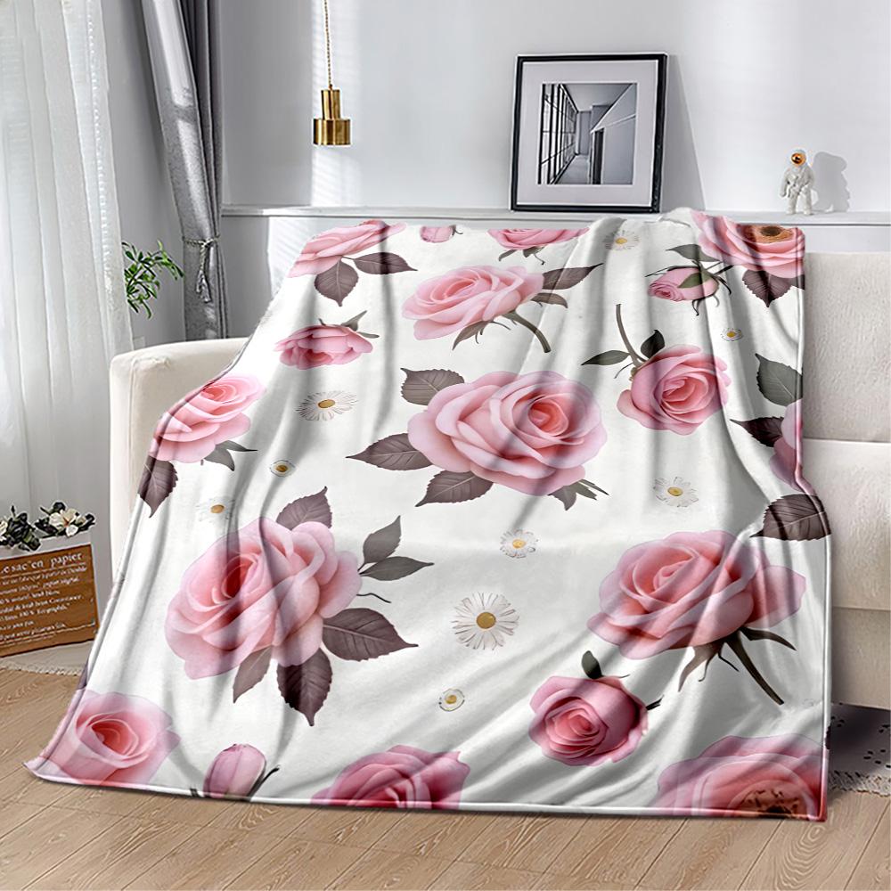 Stained Glass Rose Flannel Blanket,Lightweight,Office Blanket,Sofa Blanket,Comfortable Blanket