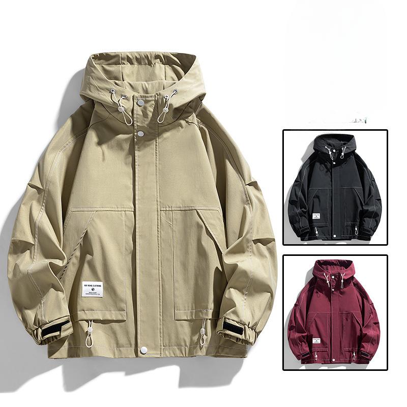 Men's Large Size Loose Mountain Outdoor Tooling Hooded Jacket Men's Spring and Autumn Jacket