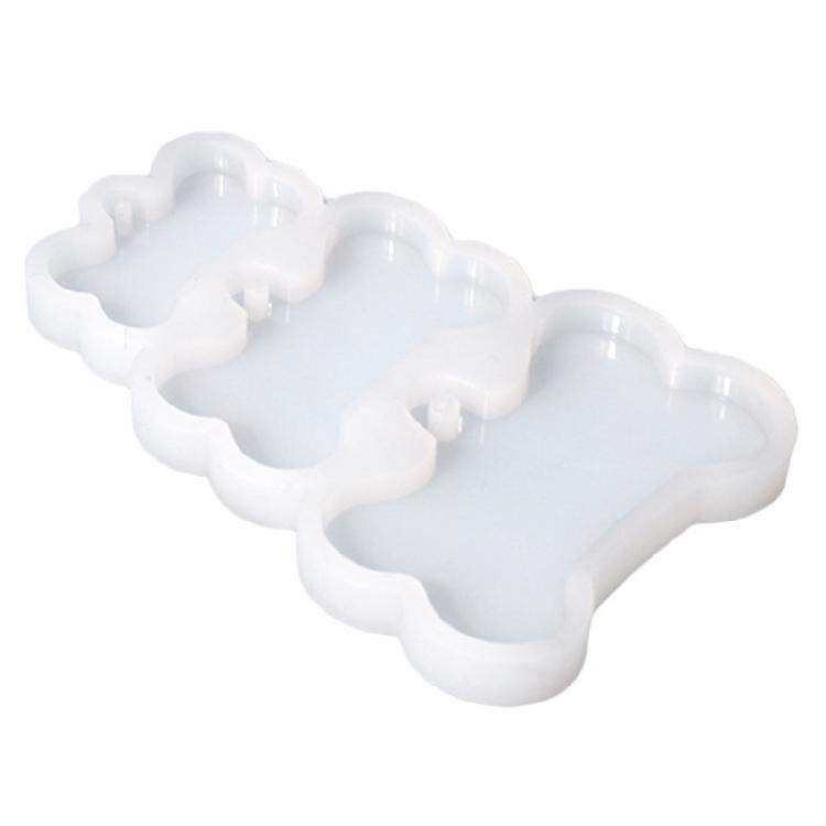 Clear 3-link Dog Bone Label Keychain Silicone Mold for Valentines Gift Craft Handmade Key Chain Accessories Mould