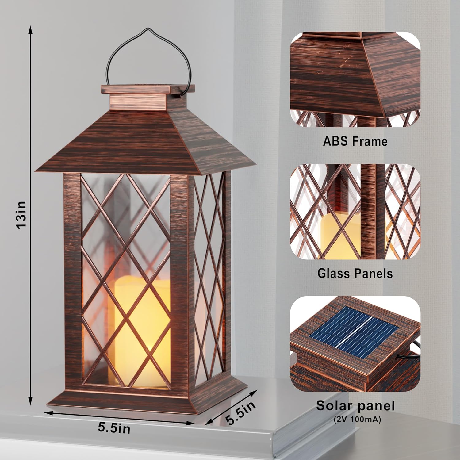 

Solar Lanterns Outdoor, Waterproof Hanging Garden Lantern with LED Flickering Flameless Candle, Vintage Porch & Patio Decor, 13 Blue Bird 1 Pack