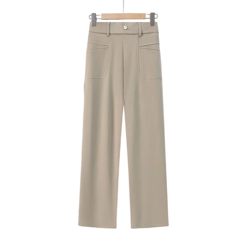 YUZHAOLIN Women's High-Waist Straight-Leg Draped Pants