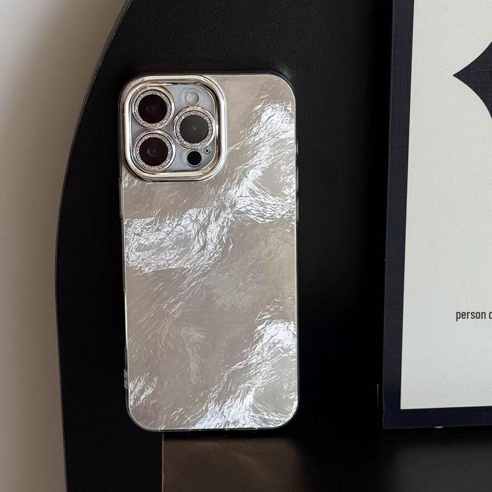Glacier Pattern Phone Case & Lens Protector for iPhone 13/14/15/16 Promax - Glitter High-End Niche Design