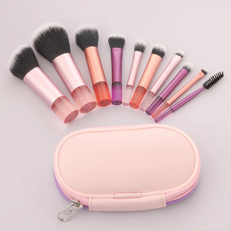10Pcs Mini Makeup Brush Set Powder Eyeshadow Foundation Blush Blender Concealer Beauty Makeup Tools Brush Professional Supplies