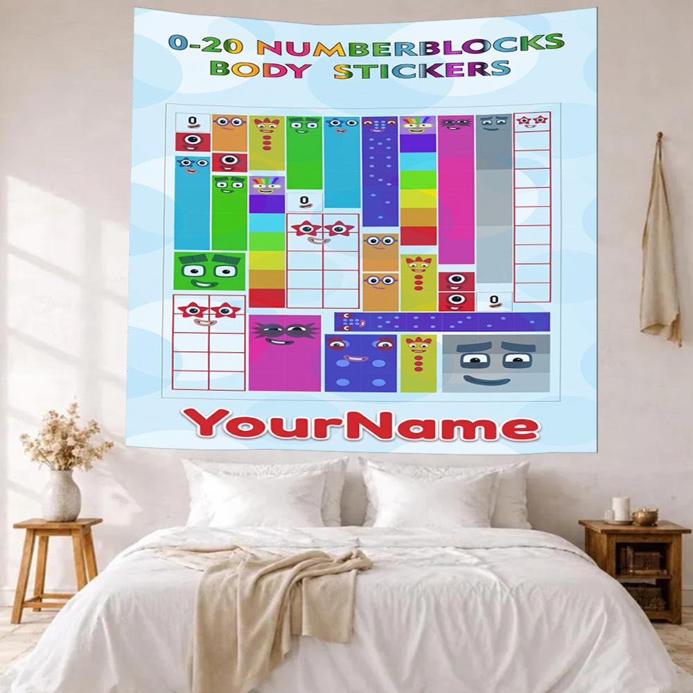 Numberblocks Benutzerdefinierter Name Wanddekoration Wandteppich Kunst Für Haustiergedenken Geburtstag Hochzeitsparty Kulisse Familiengeschenk