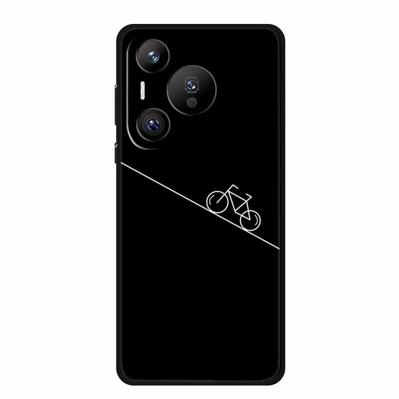 Compatible with Huawei Pura 70 Pro: Black TPU Soft Shell Phone Case with Simple Lines