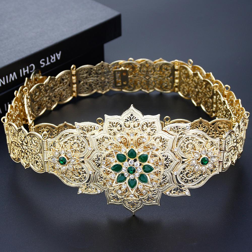 Cadena de cintura de boda de color dorado con cinturón de mujer de metal con longitud ajustable