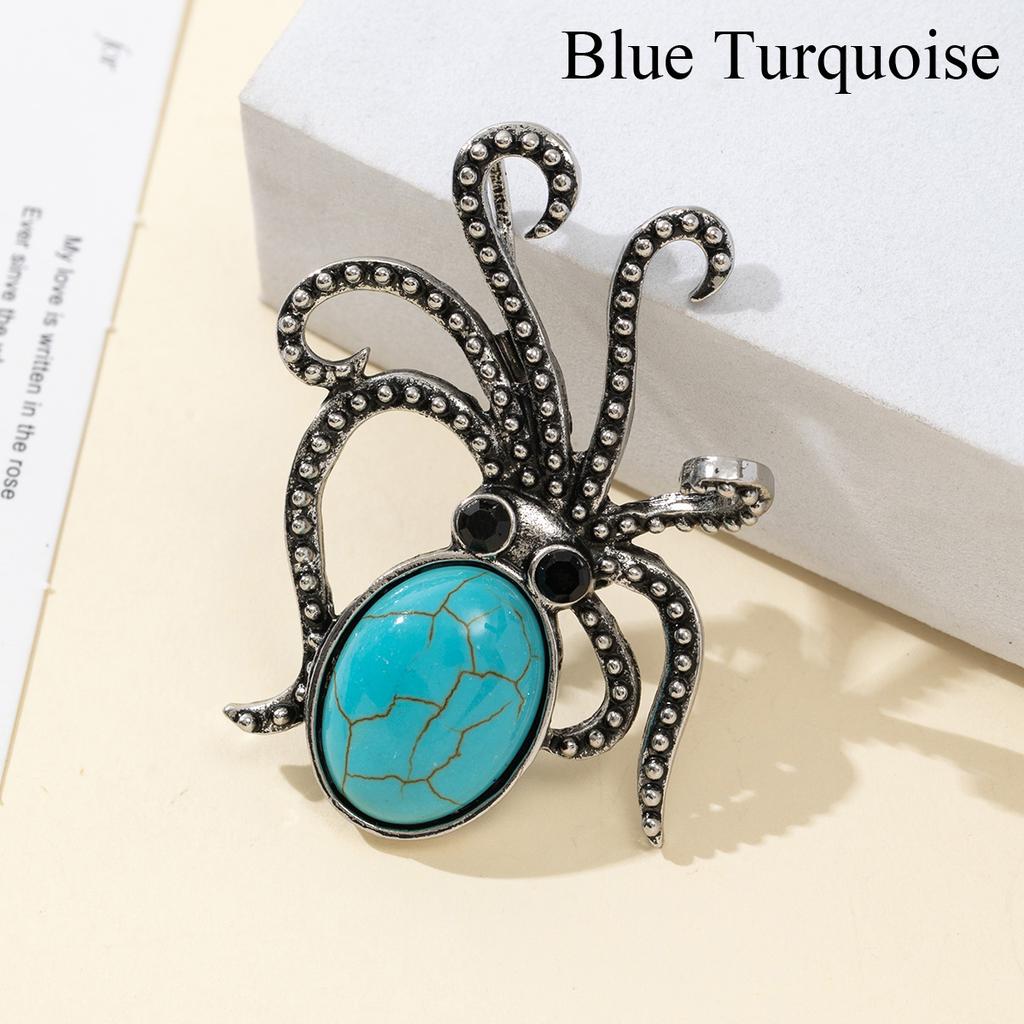 1 Τμχ Καλοκαιρινό Στυλ Ωκεανού Φυσική Πέτρα Χταπόδι Μπροσούλες, Κρύσταλλος Θεραπείας Ρέικι Αμέθυστος Αχάτης Νεφρίτης Πολύτιμος Λίθος Καρφίτσα Μπροσούλα για Unisex Κοσμήματα Δώρο Γενεθλίων