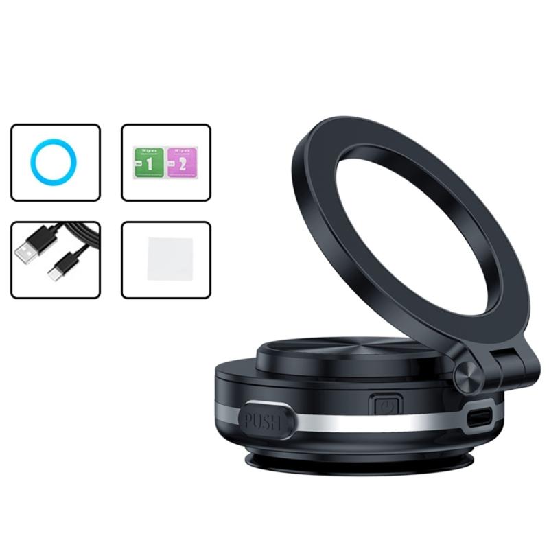 Vehicle Phone Mobile Mount Stand Magnetic Suction with Vacuum Attachment 360 Degree Rotation for Safe Driving Experience