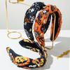 New Halloween-Themed Spiderweb Fabric Hair Accessory Adorned Rhinestones Pumpkin-Shaped Demon Skull Charms Stylish Headband