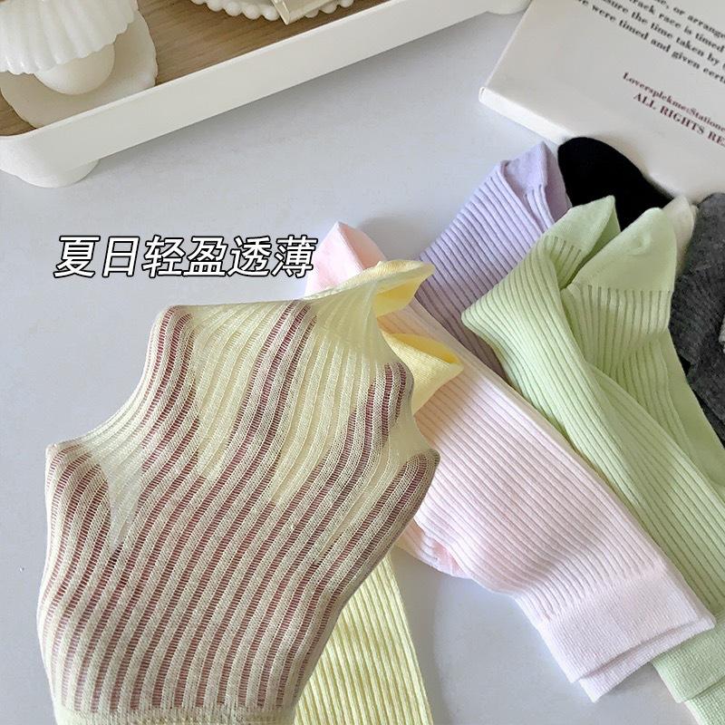 Ultra-Thin And Breathable Medium Tube Socks Catwalk Solid Color Socks Summer Stacking Socks Vertical Stockings Breathable And Sweat-Absorbing
