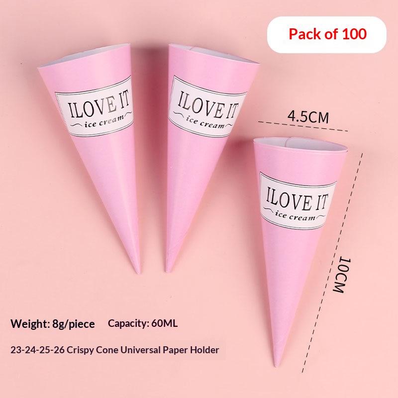 100 Pezzi Carta Stagnola Usa e Getta Porta Gelato Colore Solido Anti-Sporco Manico Spesso Manicotto Cono Gelato