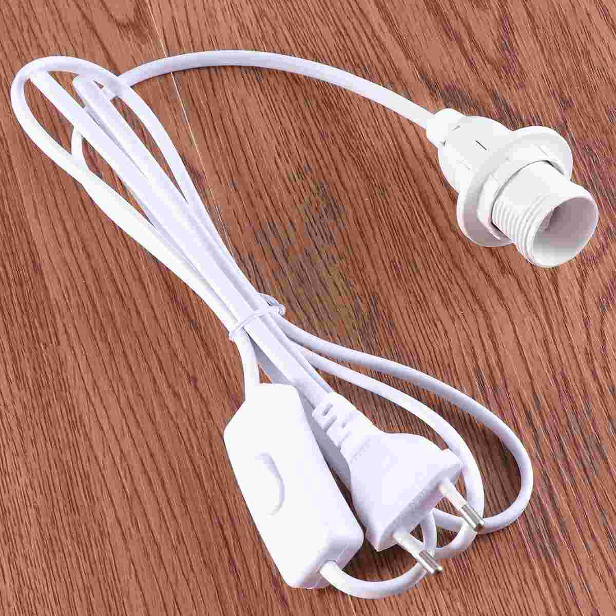 

18M White Cable With E14 Socket EU Plug Push Button Switch Light Extender Fire Resistant Extension Cord For Outdoor Kitchen XXL білий