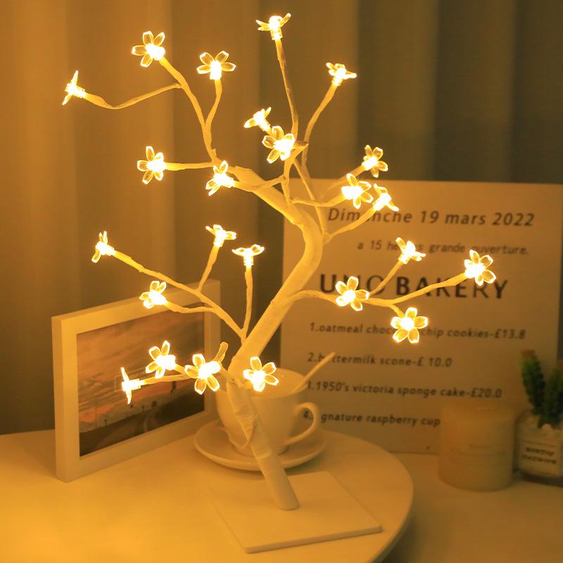 Cherry Blossom & Maple Leaf LED Tree Night Light - Creative Desktop Decoration Atmosphere Lamp