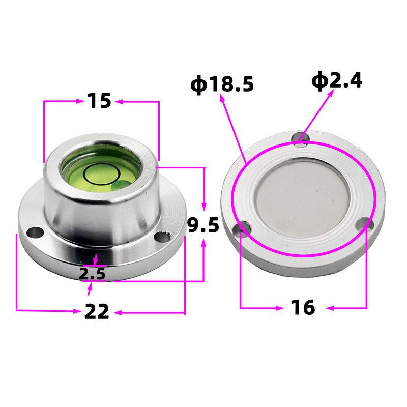 HACCURY Round Metal Spirit Level with Base Mounting Holes
