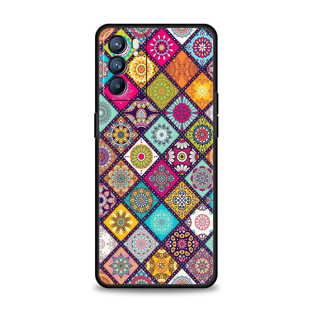 Mandala Flower Totem Case For Oppo Find X6 Pro X5 A54 A53 A52 A9 2020 A15 A95 A17 A16 A76 A74 A57 Reno7 Reno6 Pro Plus 5G Cover