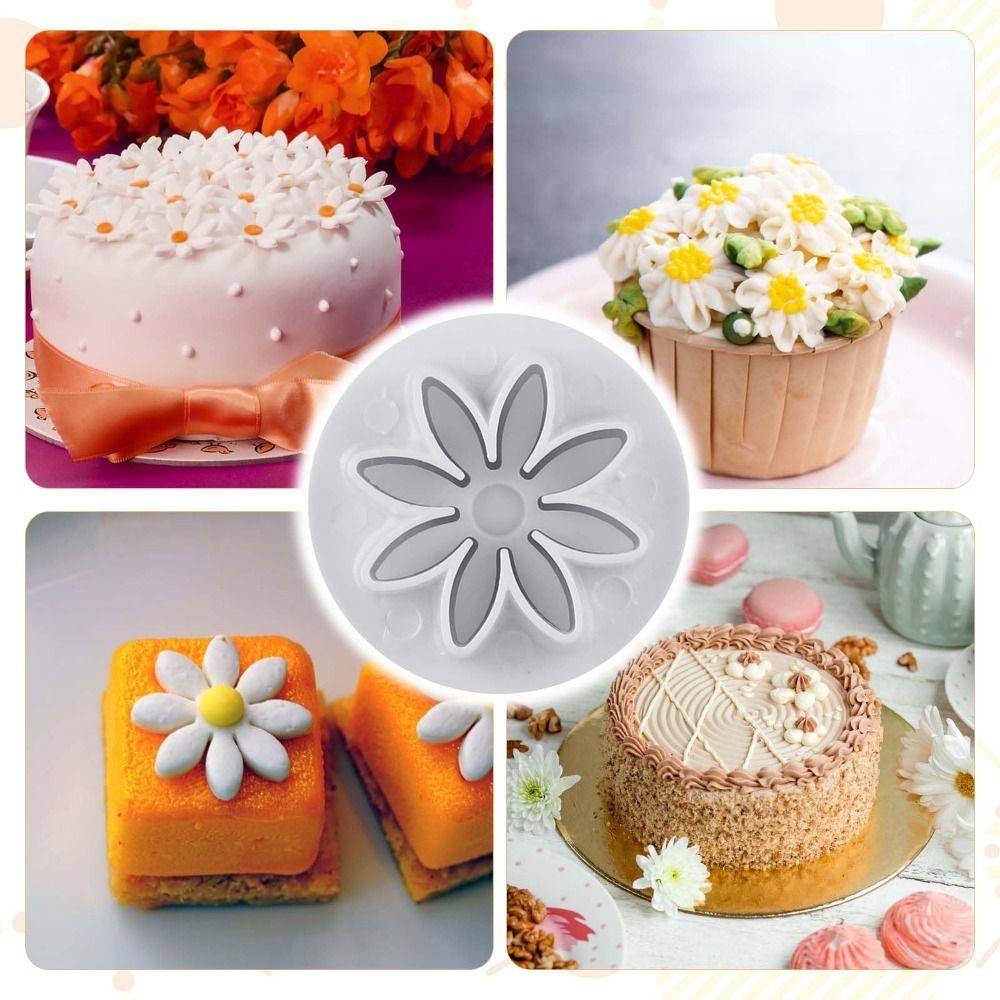 8pcs Daisy Pattern Cookie Cutter PP Biscuit Cutter Mold Flower Plunger Cutter Summer Baking