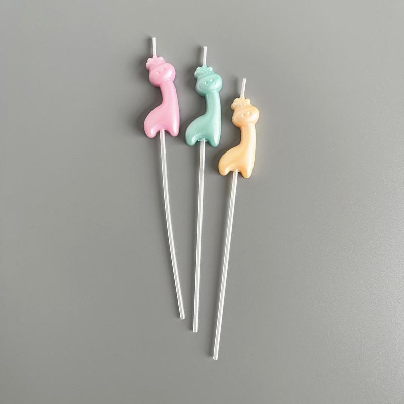 Colorful Pearlescent Cartoon Animal Birthday Cake Candles олений