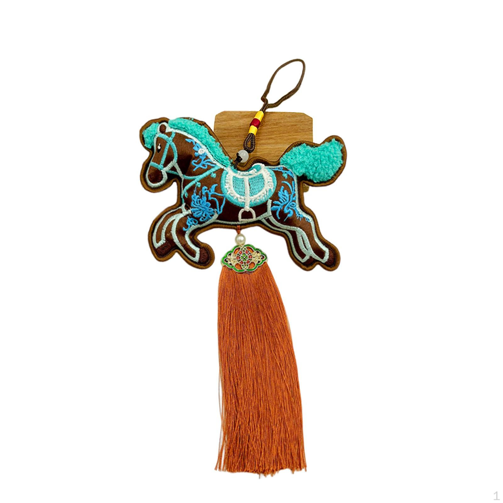 

Chinese Year Horse Ornament Animal Cute Spring Festival Feng Shui Decor Hanging Pendant for Home Tassels_Coffee Running Horse