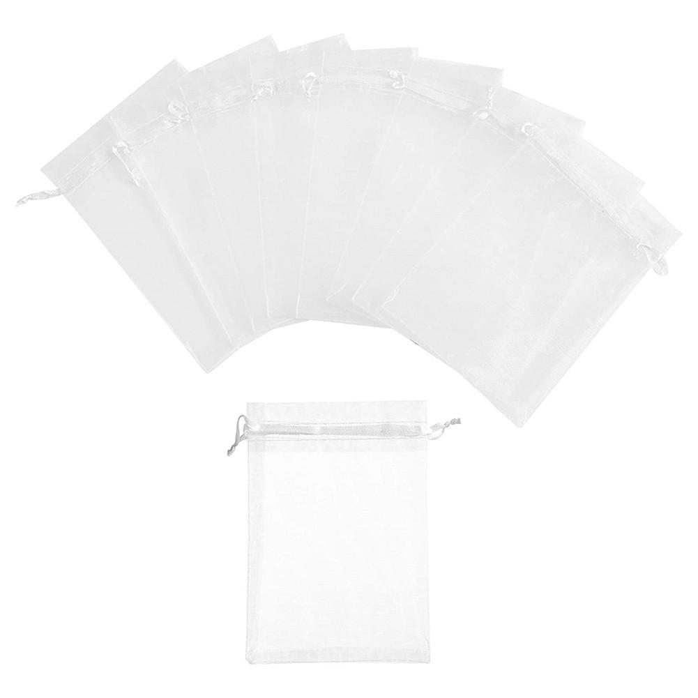100pcs/lot Organza Gift Bag For Jewelry White Drawstring Pouches For Wedding Christmas Candy Gift Bags Jewelry Packing