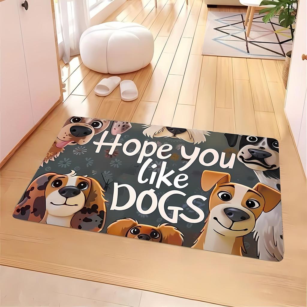 VIKAMA Adorable Cartoon Puppy Welcome Doormat Indoor/Outdoor Entrance Floor Mat Non-Slip, Stain-Resistant Rug Home Decor