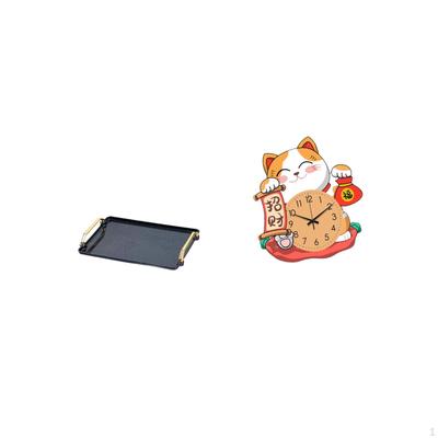 Elegant Rectangular Snack Plate And Cat Wall Clock Organizer for Homes Hotels Kids Office Bedroom
