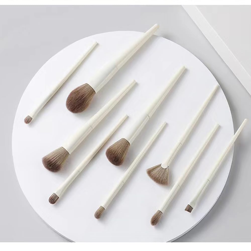 ALLEVG Makeup White Premium Fiber Suitable for Beginners and Sensitive Premium Fiber Makeup Gift Pouch Included Brushes, 10-Piece Set, Brushes,