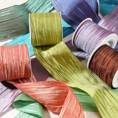 1Roll Hair Accessories Decoration DIY Adorn Pearlescent Gift Box Silk Ribbon Wedding Ribbon Wrinkled Sewing Bow Tie