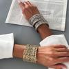 Stylish And Shiny Square Ccb Beaded Wrapped Wide Bracelet, Personalized Geometric Multi-Layer Stacked Bracelet For Women
