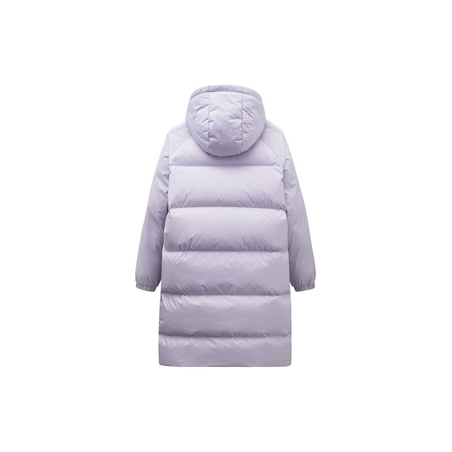 Anta Solid Color Water-Resistant Mid-Length Duck Down Jacket Women Outerwear Light-Lavender 962348904-5