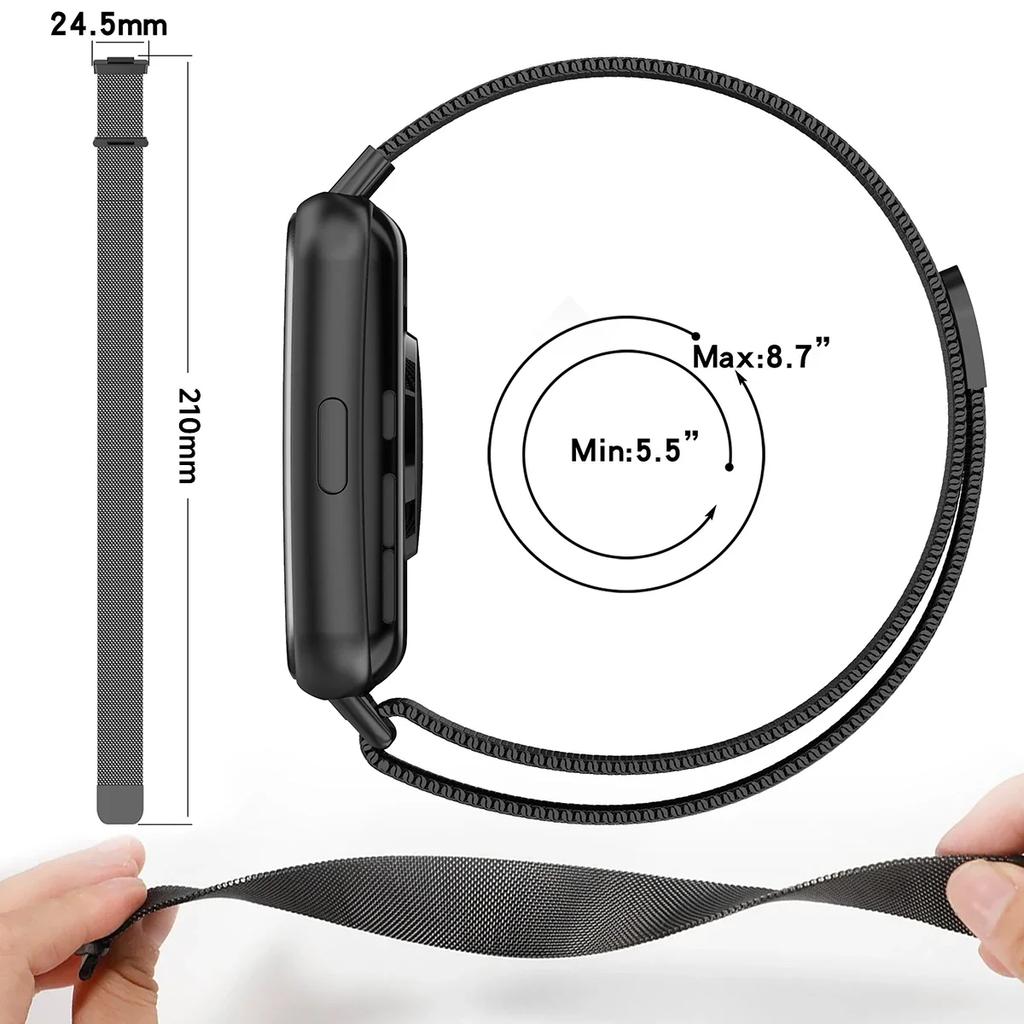 Metallarmband für Huawei Watch Fit 1/2/3/4 Band mit TPU-Hülle Displayschutzfolie Weiche Folie Milanaise Magnetschließe Uhrenarmband Armband