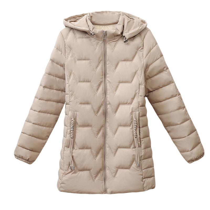 Light Down Cotton Clothes Women's Medium and Long Winter New Slim-fitting and Thin Thickened Warm Large-size Cotton-padded Jacket