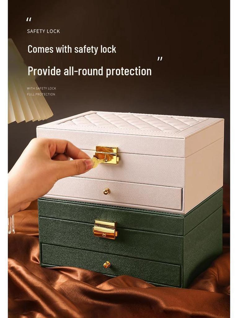 Elegant Jewelry Storage Box with Multi-Functional Drawers for Rings, Earrings, Necklaces, and Ornaments - Perfect for Home Display.