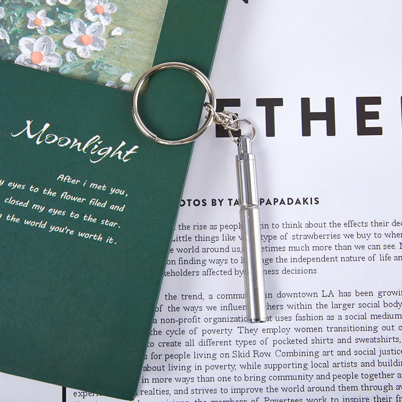 Portable Telescoping Tool Pen Metal Key Ring Creative Stainless Steel Keychain Ergonomic Ballpoint Pen School Office Supplies