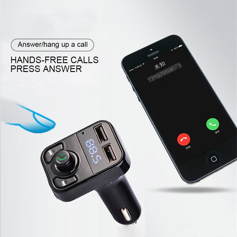 Transmetteur FM sans fil Bluetooth 5.0 mains libres pour voiture, chargeur MP3, lecteur double équipé, affichage LED Bluetooth, chargeur de voiture double USB