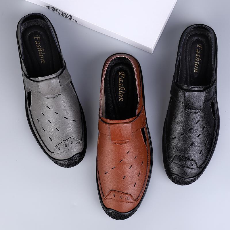 Luxusní značková pravá kůže Pánské Sandály Mokasíny Pánské Šaty Sandály Ruční výroba Kožené boty Pánské Sandály